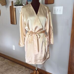 Oscar de la Renta pink label satin robe size XL women’s gold sexy romantic femin